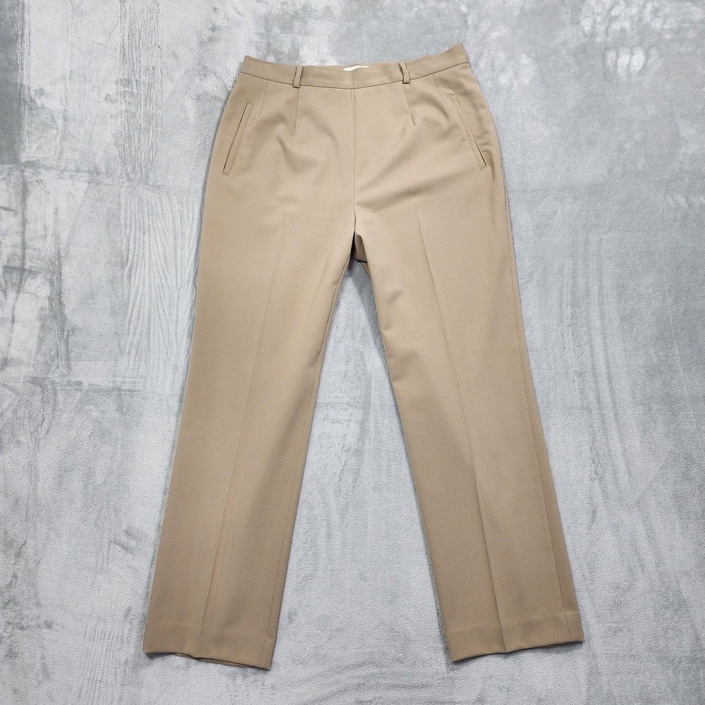Vintage‎ New Man Pants Womens 12/14 Beige High Rise Pleated Bareback Wool Blend